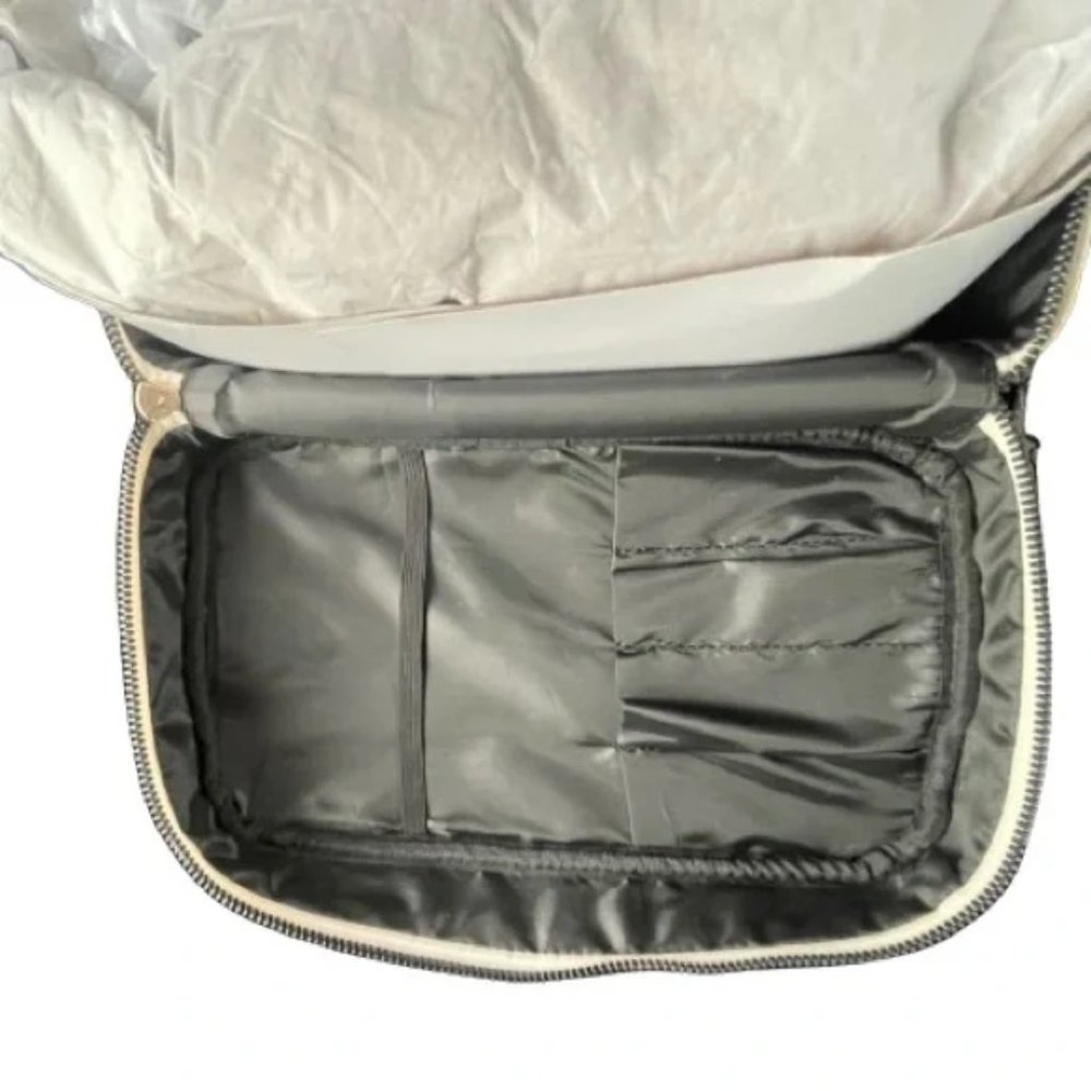 NWT Oatmeal & Tan Steve Madden Embossed Cosmetic Bag with Pouch - Picture 5 of 10